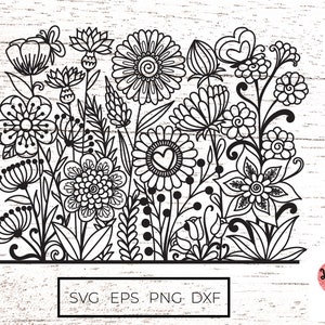 Repeatable mandala flowers Svg /  zentangle svg / mandala svg/ garden svg/  flowers doodle  Svg Files for Cricut / Silhouette files 0012