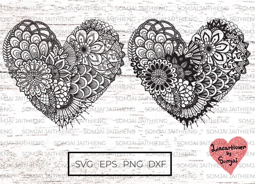 Heart Svg / Mandala Heart Svg / Heart Mandala Svg / Zentangle Svg ...