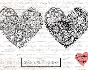 Herz SVG / Mandala Herz svg / Herz Mandala svg / Zentangle svg / Mandala svg / / Blume Herz svg / svg-Dateien für Cricut 0027