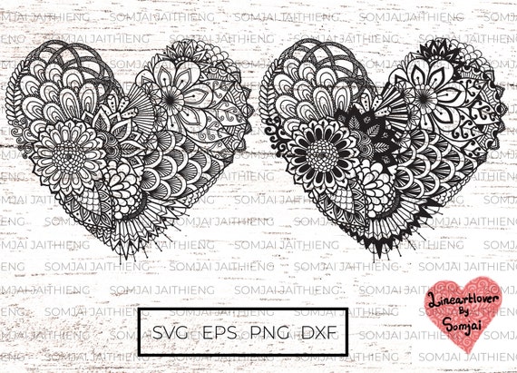 Download Heart Svg Mandala Heart Svg Heart Mandala Svg Zentangle Etsy