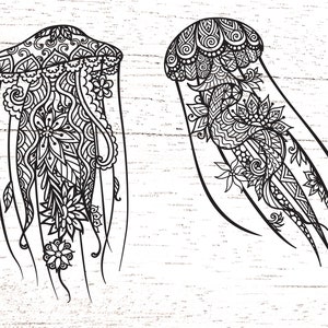 2 styles of Jellyfish svg, Jellyfish zentangle svg, Jellyfish for papercut or engraving animal svg files for cricut or glow forge  0291