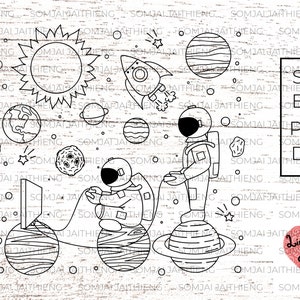 Astronaut spielen Videospiele im Weltraum svg / Weltraum svg / Rakete svg / Sonne svg / SVG-Dateien für Cricut / Silhouette-Dateien 0378