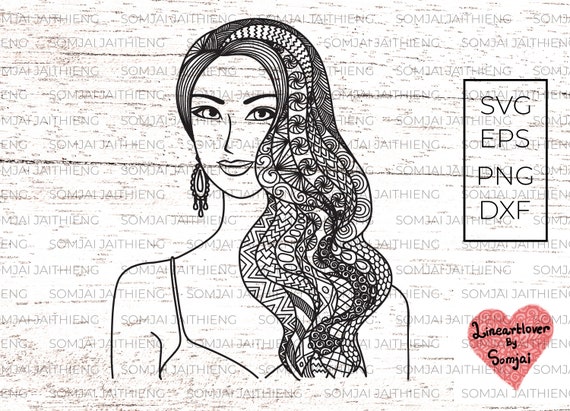 Download Two Styles Of Woman Hair Svg Zentangle Svg Mandala Svg Etsy