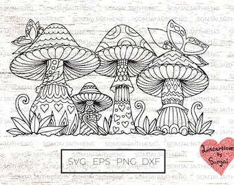mushroom　0102 ♡ Mushroom Svg, Mandala Mushroom Svg, Zentangle Mushroom Svg