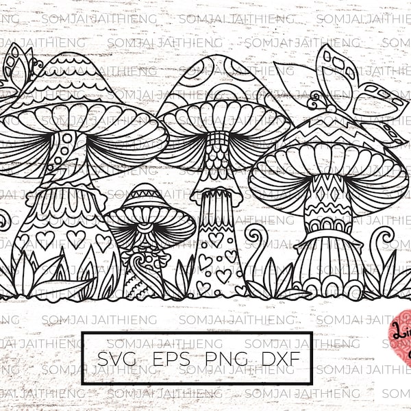 Mushroom svg, Mandala mushroom svg, Zentangle mushroom svg, hand drawn mushroom svg file for cricut  0128