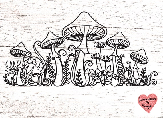 4 Mushroom Meadow Designs, Mushroom Svg, Meadow Svg