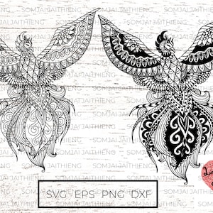 Two  styles of phoenix Svg / bird svg /  Zentangle Svg / Mandala Svg / Svg Files for Cricut / Silhouette files  0095