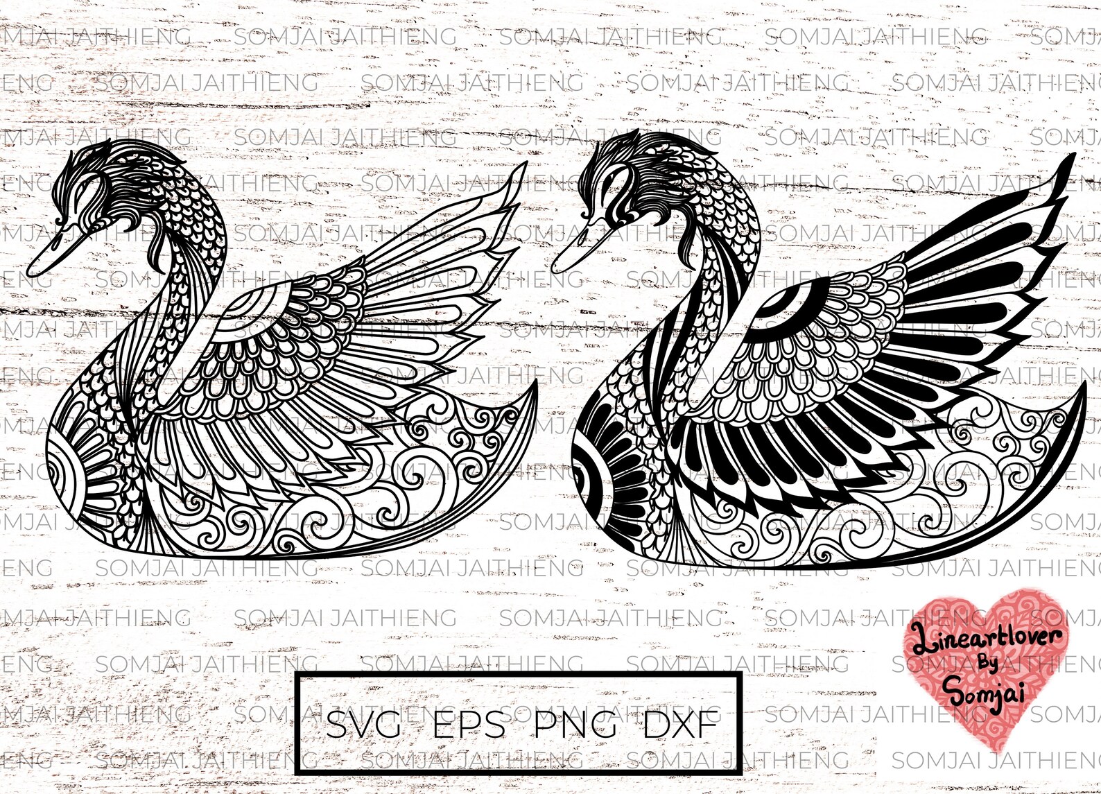 Two Style of Swan Designes Svg Swan Zentangle Svg Mandala Etsy