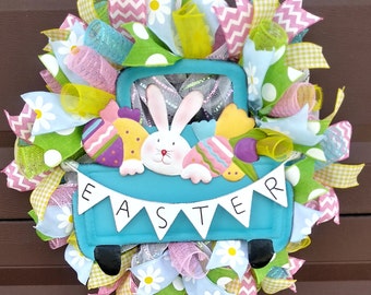 Bunny Wreath,Easter Bunny Wreath,Welcome Wreath,Easter Wreath,Spring Wreath,Pink Wreath,blue Wreath,green Wreath,Daisy Wreath,yellow wreath