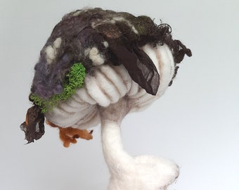 Magic fly amanita agaric of fairy land, Textile sculpture mushroom felted from wool, toadstool decoration pixies, witches gift