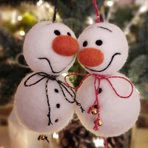 Christmas Tree Decor Felt Ornament Snowman Needle Felted Wool Etsy