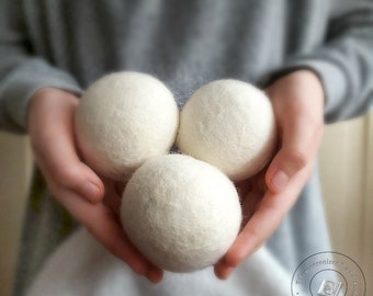 Trocknerbälle aus Wolle gefilzt, Filzbälle für Trockner, umweltfreundliche Trocknerkugel handgefertigt, große 3, 4 oder 5 Bälle im Set