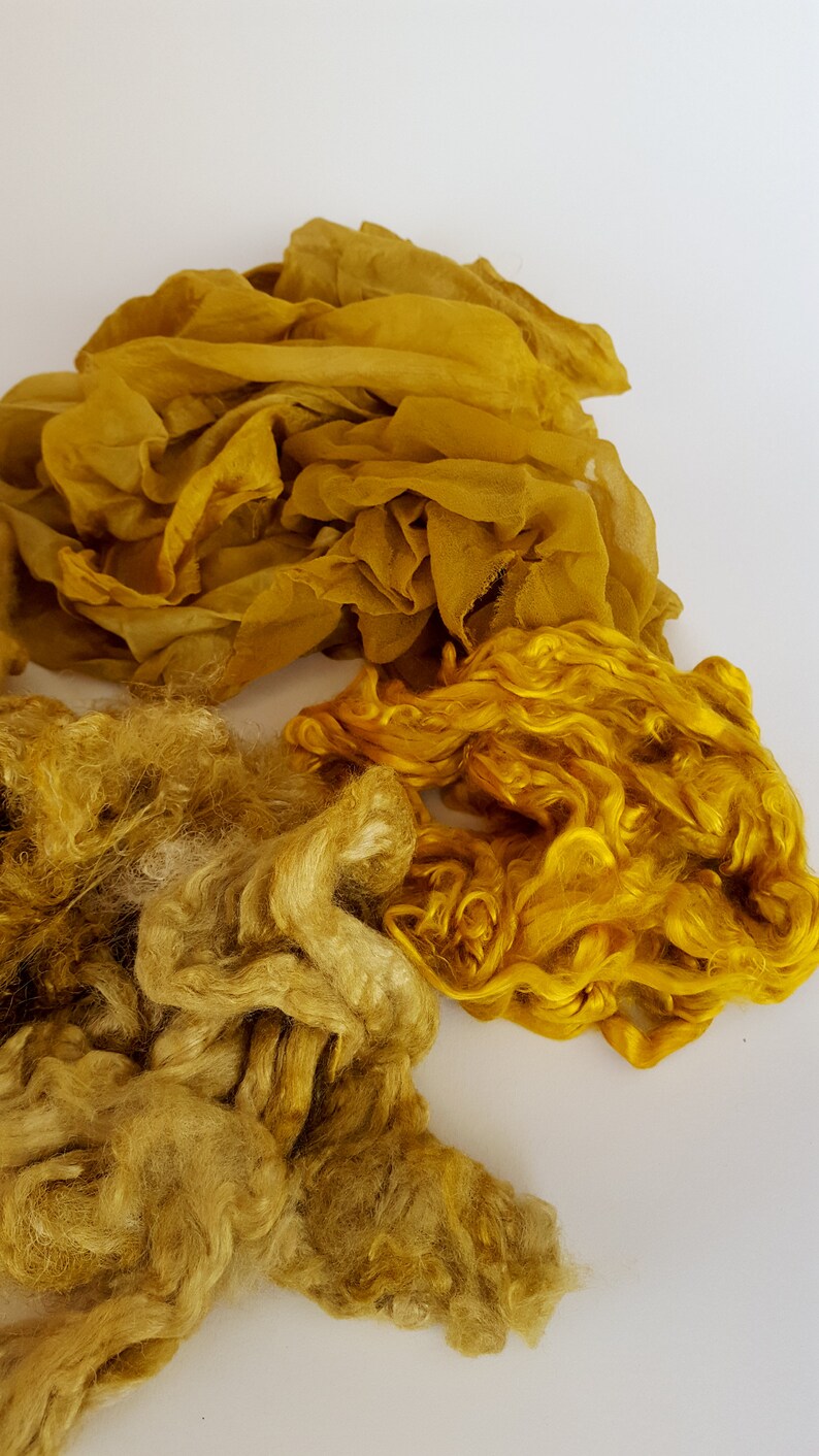 20 Euro100 g Creative mix bag 60 g with wool and silk mixed for textile creating set for wet felting in color antique gold