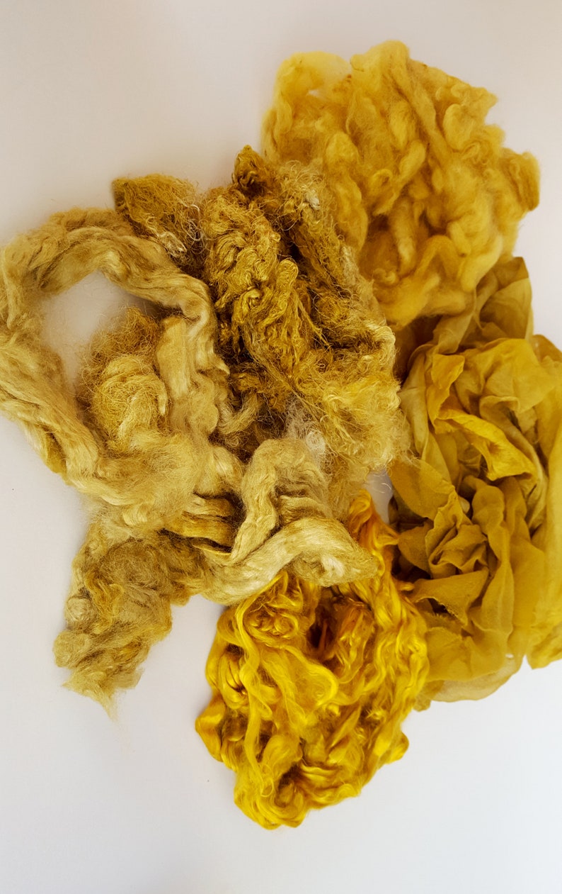 20 Euro100 g Creative mix bag 60 g with wool and silk mixed for textile creating set for wet felting in color antique gold