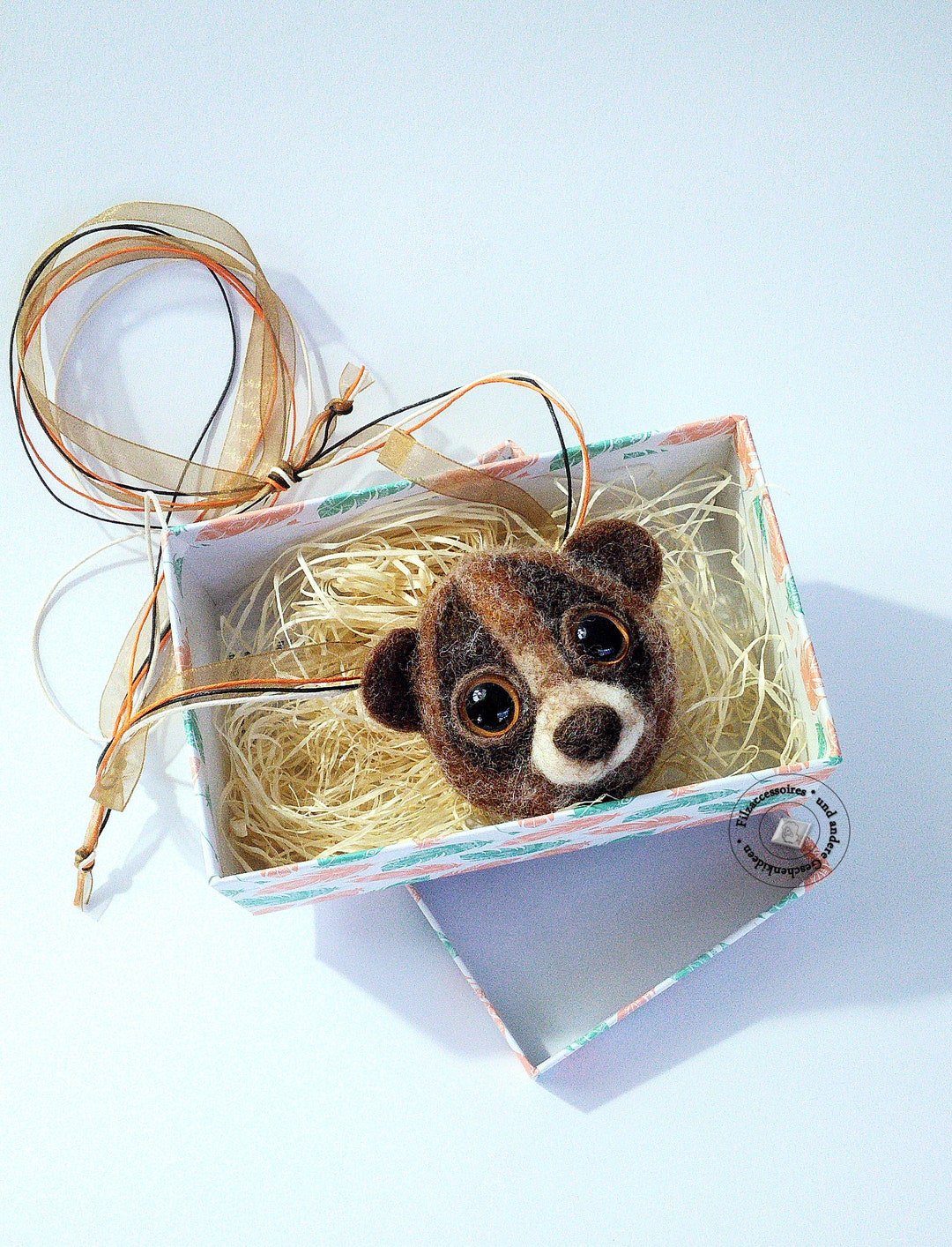 Needle Felted Wool Lorisid, Necklace With Pendant Faux Taxidermy, Felt ...