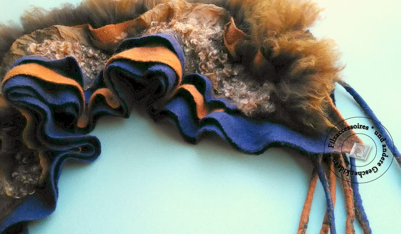 alpaca felt collar unique womens gift winter women accessory Felted collar from wool and alpaca striking designer scarf to dress or coat