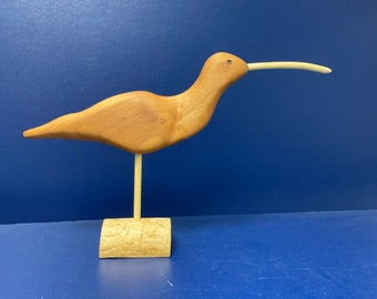 Curlew Shorebird Decoy Carving ~ Made of Cherry ~ Handcrafted Folk Art
