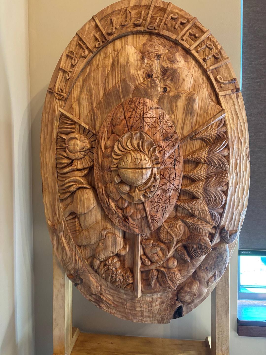 Shield Inspired From Achilles; Woodcarving Art Work; Ancient Times