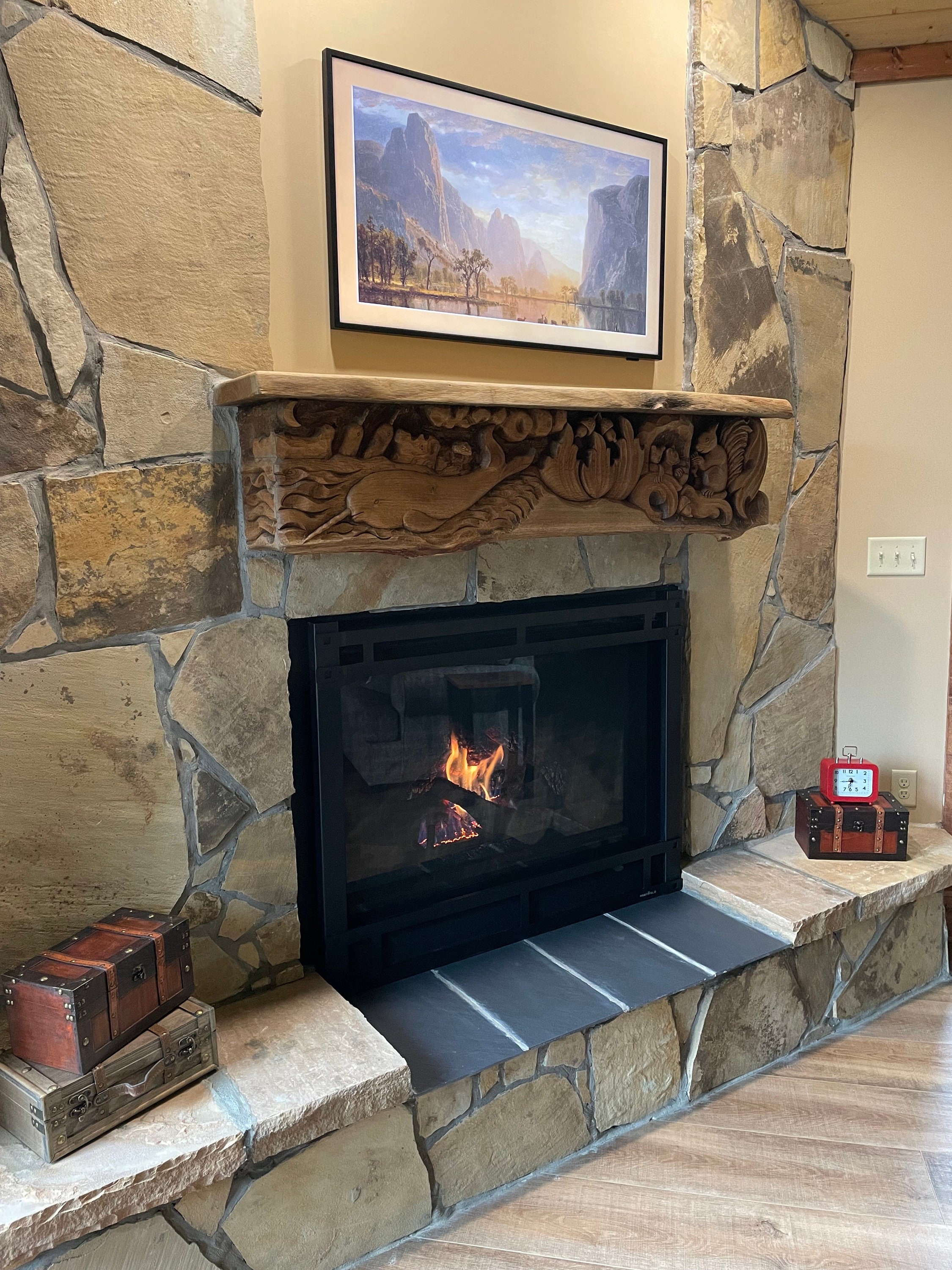 Wooden Mantel Shelf, Fireplace Mantel, Wood Carving Art,hand Carved