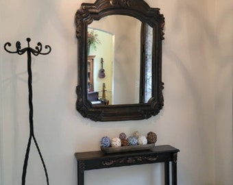 Baroque Mirror: Handmade Wood Carved Floral Frame