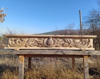Mantel shelf in classic style; Woodcarving art; Pineapple; Home decor; Hand made;