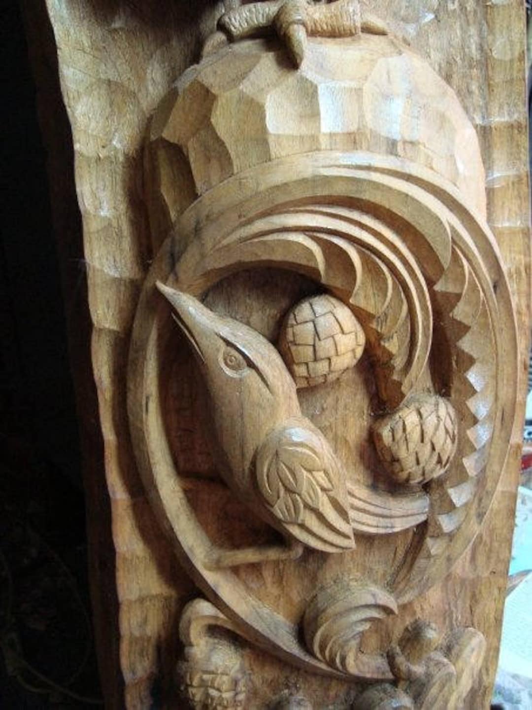 Mountain, Wood Carving Wall Art, Wooden Carved Panel, Wall Decor Living