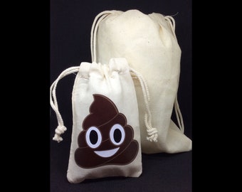 Poep-emoji Katoenen tas met trekkoord
