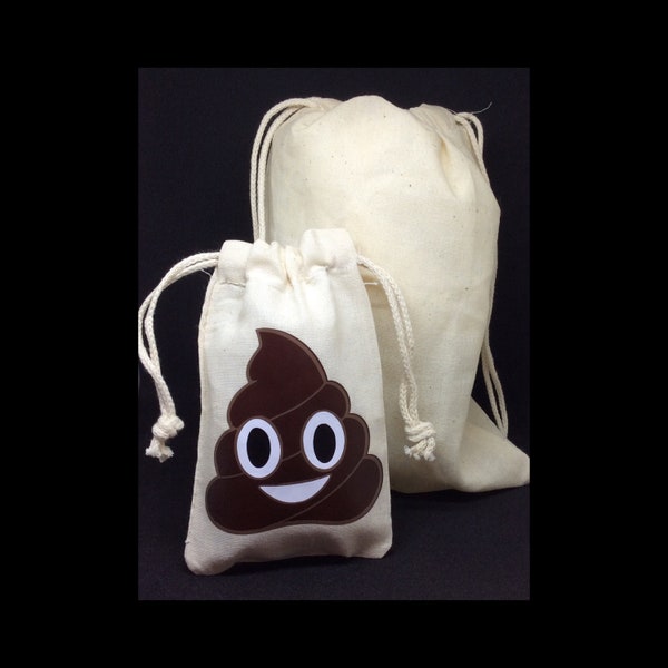 Poop emoji Cotton draw string bag