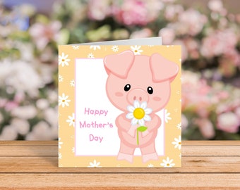 Cute Pig Mother's Day/Birthday Card | Piggy Happy Mother's Day Card | Pig Mummy Card | Mummy Mother's Day | Cute Pig Birthday Card