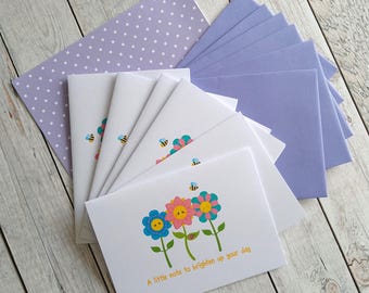 Cute Flower Notelet Set | Flower Writing Set | Brighten your day | Flower Letter Set | Flower Stocking Filler | Kawaii Flower Stationery