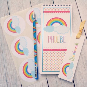 Cute Personalised Rainbow Stationery Set