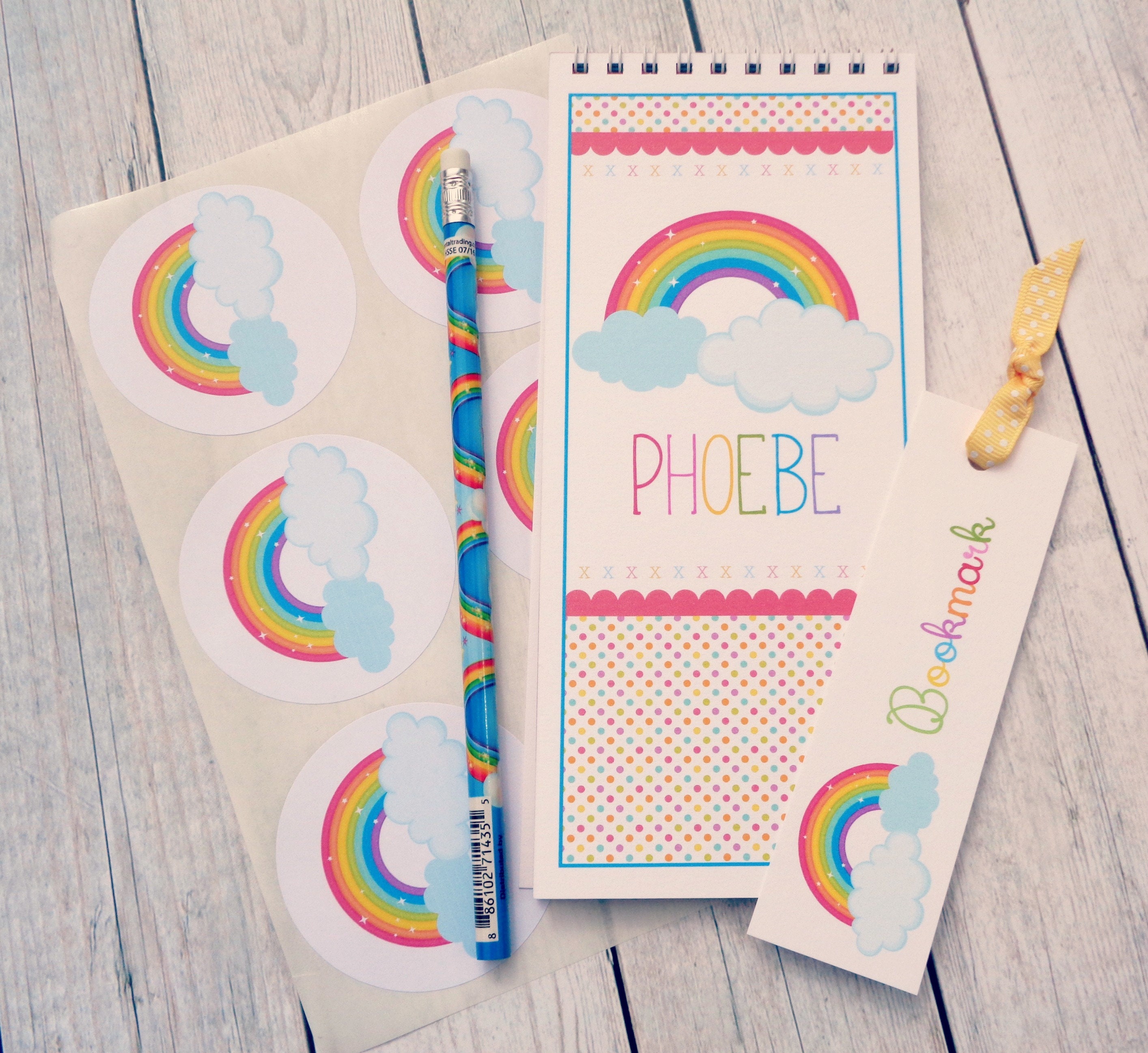 Cute Personalised Rainbow Stationery Set Etsy