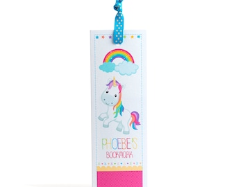 Personalised Rainbow Unicorn Bookmark