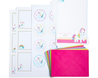 Personalised Rainbow Unicorn Writing Set