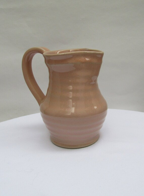 Denby Jug Pitcher Or Vase Pink Ribbed Hand Thrown 1940s Etsy