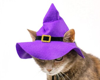 Wizard hat for cat, Witch Cat Hat, Halloween Photo Prop, Halloween Cat Costume, Witch Hat for Small Dog