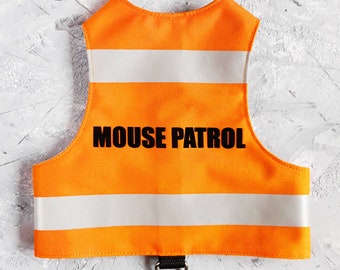 Mouse Patrol Oranges Geschirr mit reflektierenden Streifen. Schwer zu entkommen. Kleine und Große Katzen