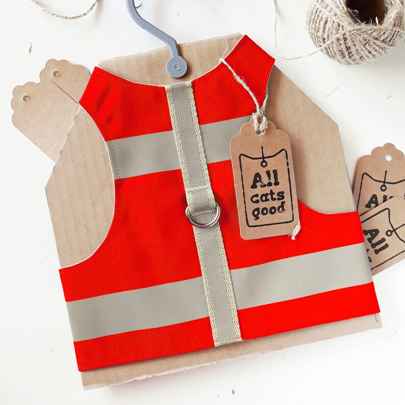 Cat and Kitten Harness. Red Waterrepellent With Reflective Etsy