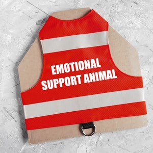 Emotional support animal. Water-repellent Red Safety Cat Harness with reflective strips. Escape proof cat vest