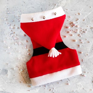 Escape proof harness. Santa Cat Walking Jacket with hood. Christmas Vest | ALLCATSGOOD