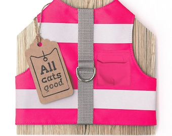 Arnés rosa para gatos / Repelente al agua, reflectante, a prueba de fugas, bolsillo para Airtag OXFRD