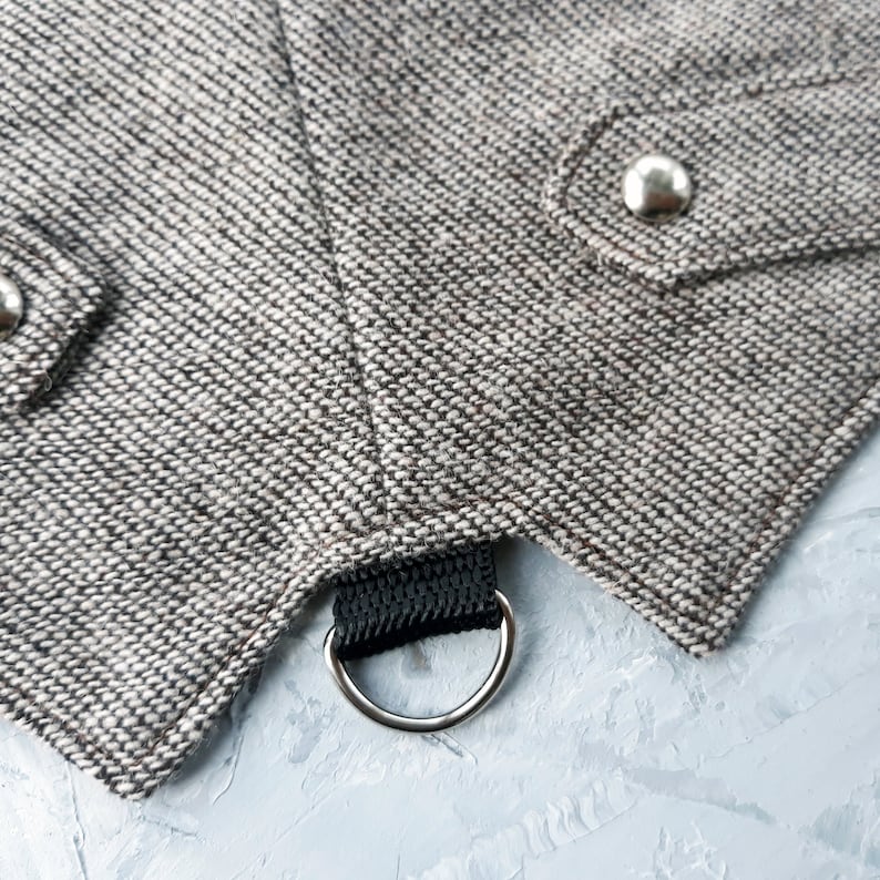 Kitten vest with patch Classic Tweed Cat Harness Escape Proof Custom made | ALLCATSGOOD Handmade Vest