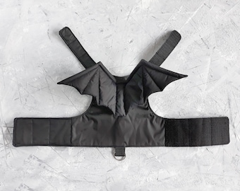 Szelki dla kota odporne na ucieczkę ze skrzydłami nietoperza, odpinana kamizelka dla kota ze skrzydłami, spersonalizowane szelki dla kota, wodoodporne, strój na Halloween