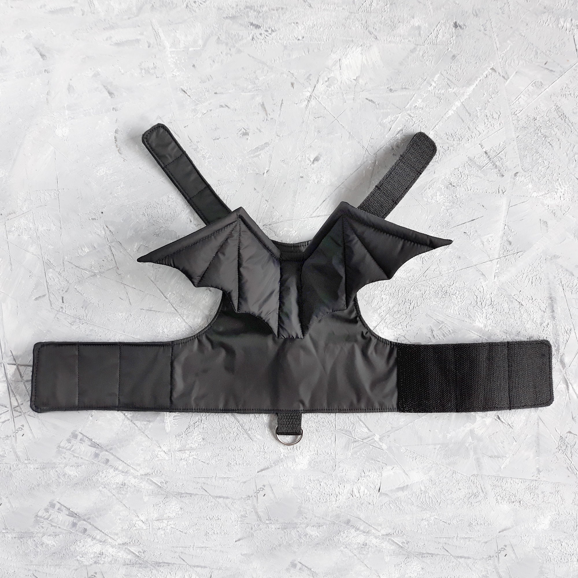 Black Gothic Laser-Cut Bat Harness, Size M/L Total Black Harness With Removable Bat Wings for Halloween  main image 3