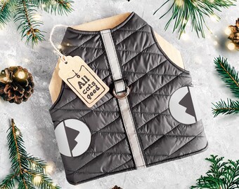 Escape proof Reflective High visibility harness for Cat. Difficult to escape. Safety Quilted Vest with 2 reflective patches. Fall Winter