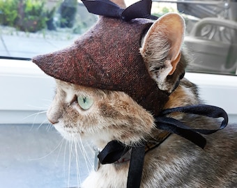 Ready to ship. Burgundy Cat Hat. Cap for Cats and Kittens. Pet photo prop | ALLCATSGOOD