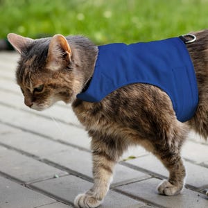 Ontsnappingsbestendig kattentuig om te wandelen | Verstelbaar kattenwandeljack | Zacht kattenvest voor buiten | ÉÉN MAAT | Marineblauw