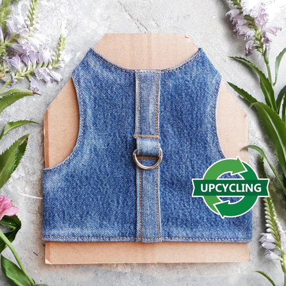Upcycling Denim Cat Harness. Escape Proof. Handmade Vest. ALLCATSGOOD Etsy