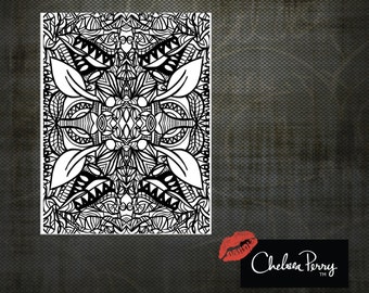 Take The Bull By The Horns by Chelsea Perry, Adult Coloring Page, Instant Download, DIY