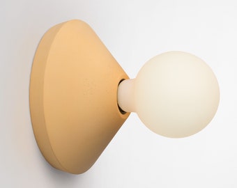 Colored wall lamp holder in concrete handcrafted in Italy ADA wall lamp in Yellow